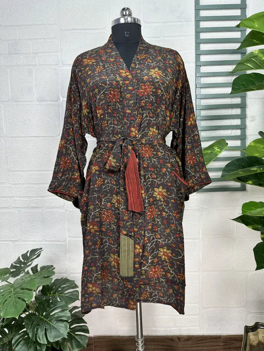 Vintage Crepe Silk Kimono Soft Comfy Robe Lightweight Luxury Loungewear  | Perfect Gift For Her