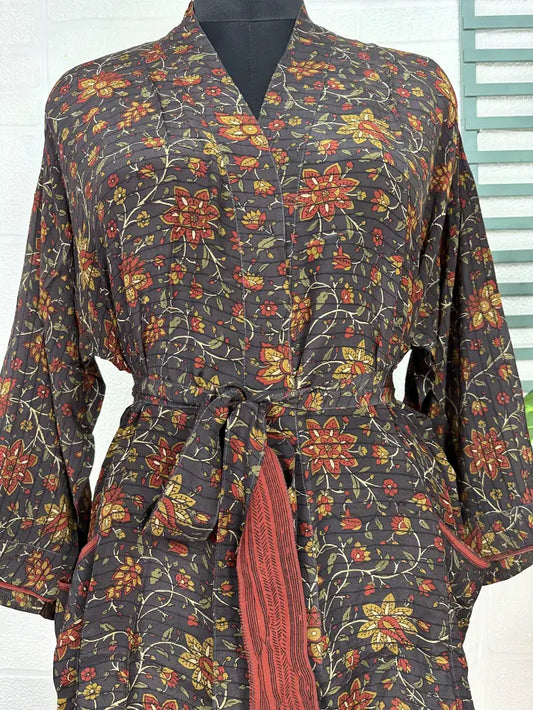 Vintage Crepe Silk Kimono Soft Comfy Robe Lightweight Luxury Loungewear  | Perfect Gift For Her