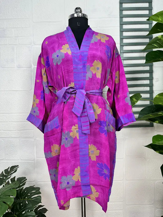 Vintage Crepe Silk Kimono Soft Comfy Robe Lightweight Luxury Loungewear  | Perfect Gift For Her