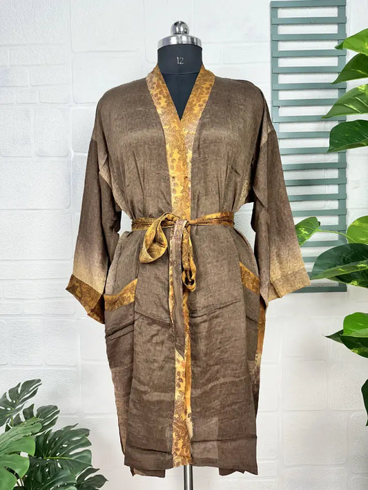 Vintage Crepe Silk Kimono Soft Comfy Robe Lightweight Luxury Loungewear  | Perfect Gift For Her