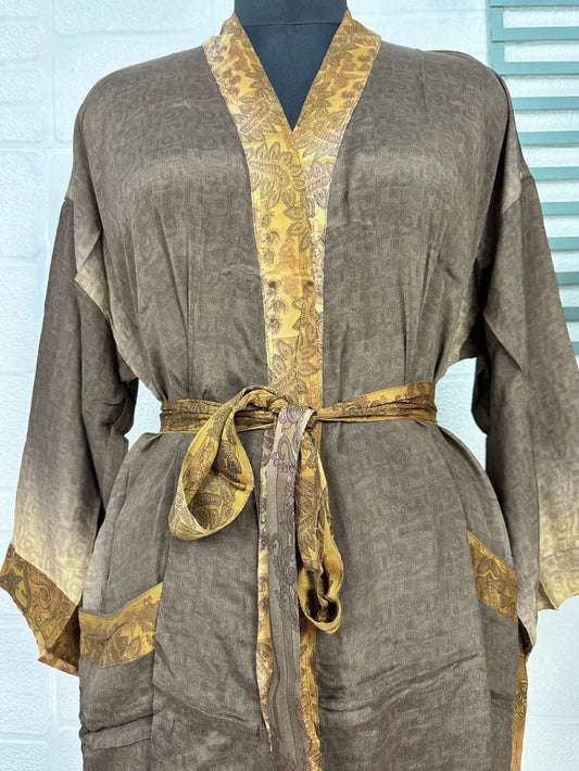 Vintage Crepe Silk Kimono Soft Comfy Robe Lightweight Luxury Loungewear  | Perfect Gift For Her