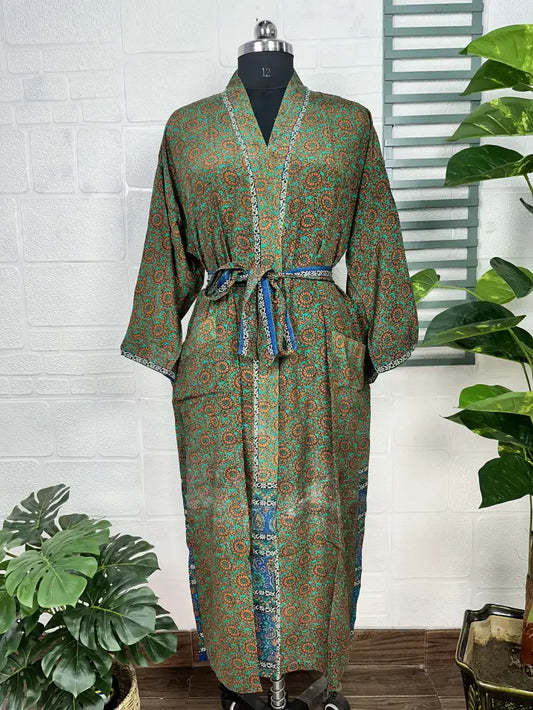 Vintage Crepe Silk Kimono Soft Comfy Robe Lightweight Luxury Loungewear  | Perfect Gift For Her