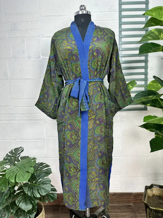 Vintage Crepe Silk Kimono Soft Comfy Robe Lightweight Luxury Loungewear  | Perfect Gift For Her