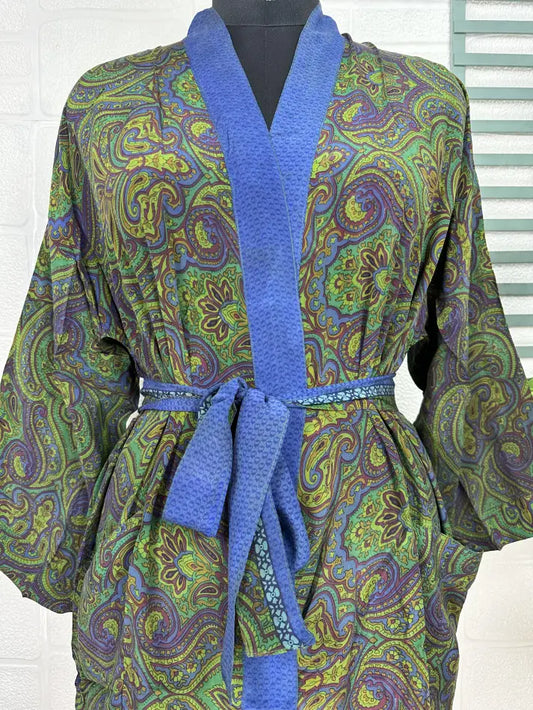 Vintage Crepe Silk Kimono Soft Comfy Robe Lightweight Luxury Loungewear  | Perfect Gift For Her