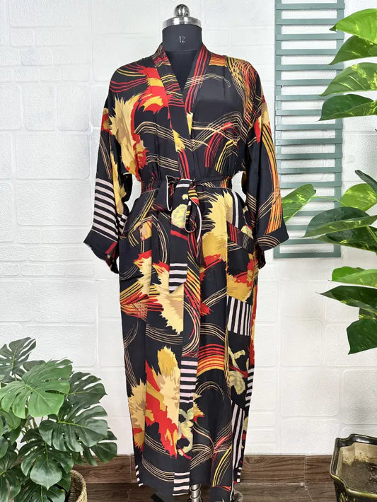 Vintage Crepe Silk Kimono Soft Comfy Robe Lightweight Luxury Loungewear  | Perfect Gift For Her