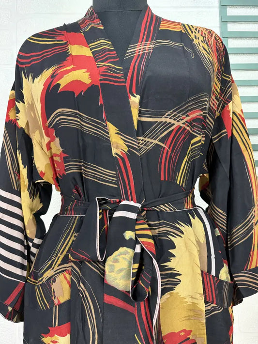 Vintage Crepe Silk Kimono Soft Comfy Robe Lightweight Luxury Loungewear  | Perfect Gift For Her