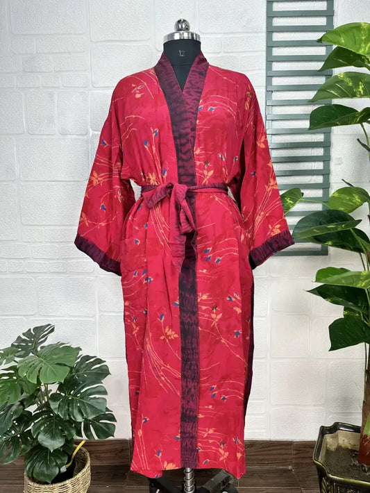 Vintage Crepe Silk Kimono Soft Comfy Robe Lightweight Luxury Loungewear  | Perfect Gift For Her