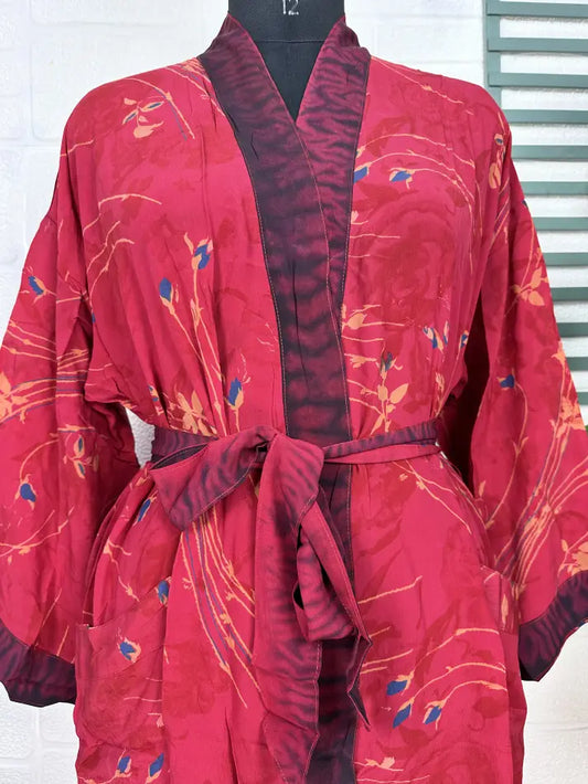 Vintage Crepe Silk Kimono Soft Comfy Robe Lightweight Luxury Loungewear  | Perfect Gift For Her