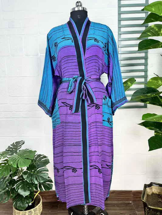 Vintage Crepe Silk Kimono Soft Comfy Robe Lightweight Luxury Loungewear  | Perfect Gift For Her