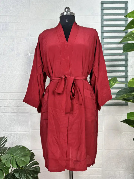 Vintage Crepe Silk Kimono Soft Comfy Robe Lightweight Luxury Loungewear  | Perfect Gift For Her