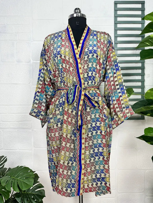 Vintage Crepe Silk Kimono Soft Comfy Robe Lightweight Luxury Loungewear  | Perfect Gift For Her