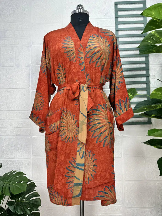 Vintage Crepe Silk Kimono Soft Comfy Robe Lightweight Luxury Loungewear  | Perfect Gift For Her