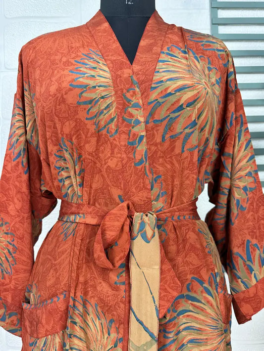 Vintage Crepe Silk Kimono Soft Comfy Robe Lightweight Luxury Loungewear  | Perfect Gift For Her