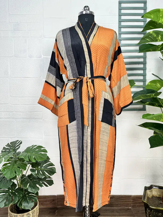 Vintage Crepe Silk Kimono Soft Comfy Robe Lightweight Luxury Loungewear  | Perfect Gift For Her