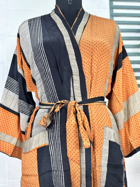 Vintage Crepe Silk Kimono Soft Comfy Robe Lightweight Luxury Loungewear  | Perfect Gift For Her