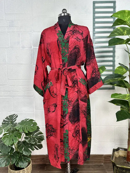 Vintage Crepe Silk Kimono Soft Comfy Robe Lightweight Luxury Loungewear  | Perfect Gift For Her