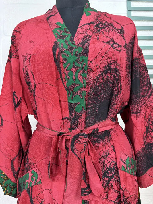 Vintage Crepe Silk Kimono Soft Comfy Robe Lightweight Luxury Loungewear  | Perfect Gift For Her