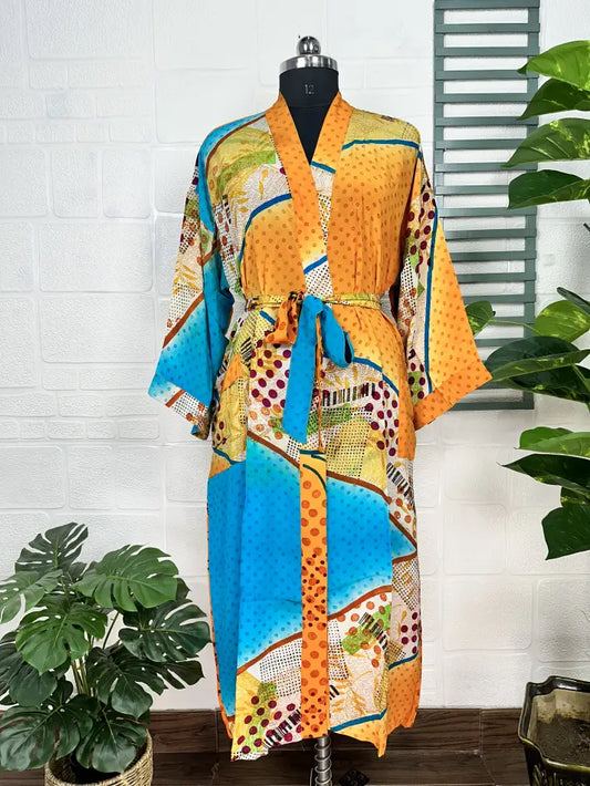 Vintage Crepe Silk Kimono Soft Comfy Robe Lightweight Luxury Loungewear  | Perfect Gift For Her