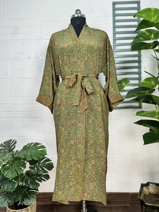 Vintage Crepe Silk Kimono Soft Comfy Robe Lightweight Luxury Loungewear  | Perfect Gift For Her