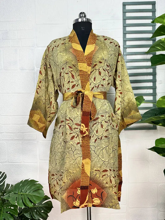 Vintage Crepe Silk Kimono Soft Comfy Robe Lightweight Luxury Loungewear  | Perfect Gift For Her