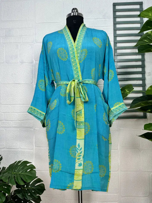 Vintage Crepe Silk Kimono Soft Comfy Robe Lightweight Luxury Loungewear  | Perfect Gift For Her