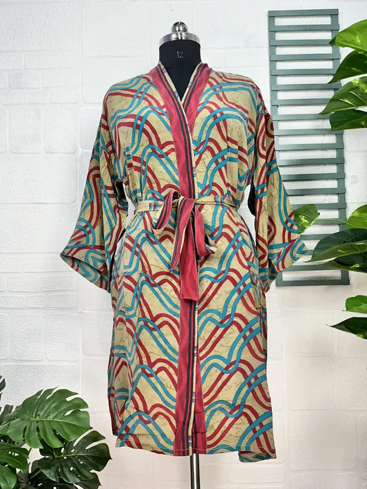 Vintage Crepe Silk Kimono Soft Comfy Robe Lightweight Luxury Loungewear  | Perfect Gift For Her