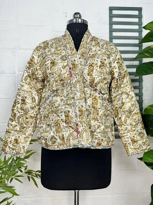 Silk Quilted Reversible Jacket Soft Lightweight Warm Perfect For Fall Winter