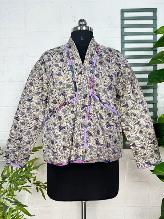 Silk Quilted Reversible Jacket Soft Lightweight Warm Perfect For Fall Winter