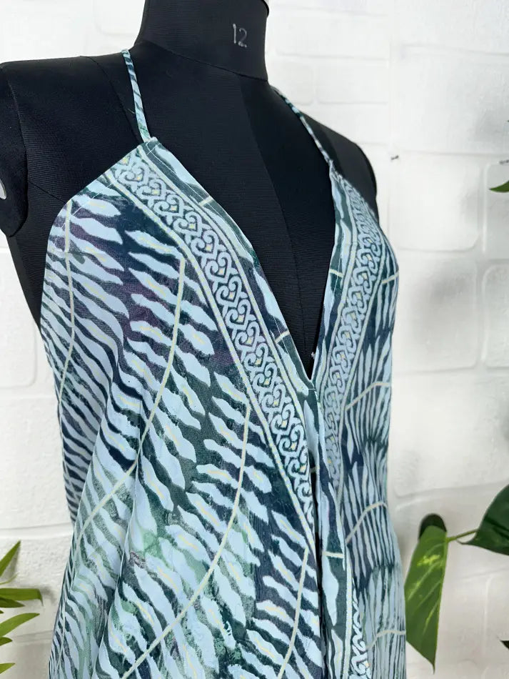 Boho Recycelte Seide Magisches Sommer Maxikleid Strandüberzug