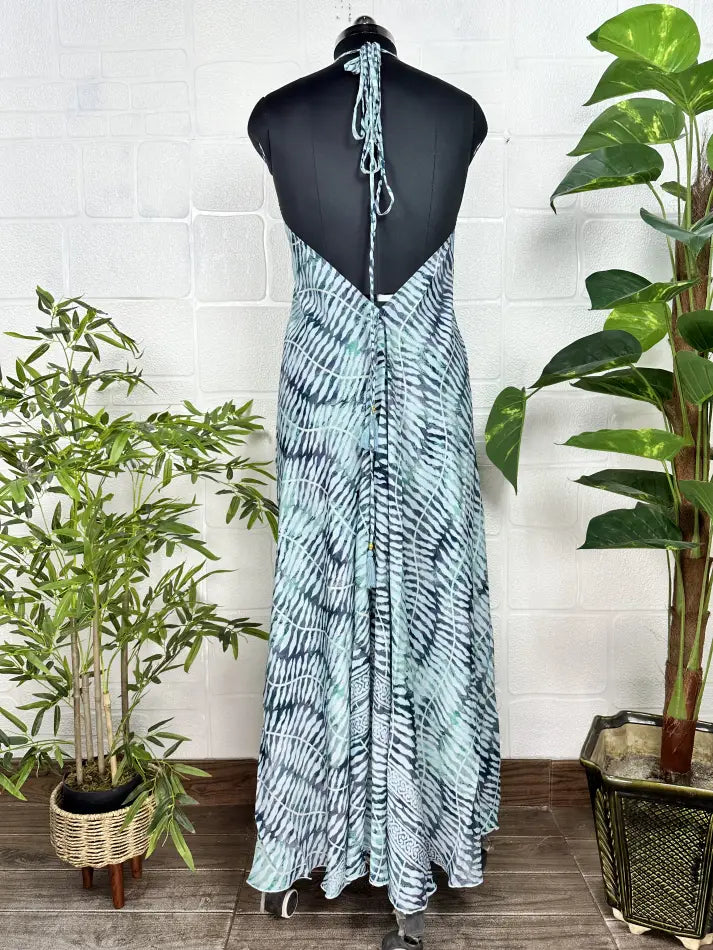 Boho Recycelte Seide Magisches Sommer Maxikleid Strandüberzug