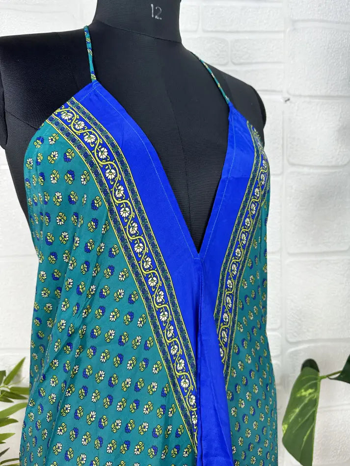 Boho Recycelte Seide Magisches Sommer Maxikleid Strandüberzug