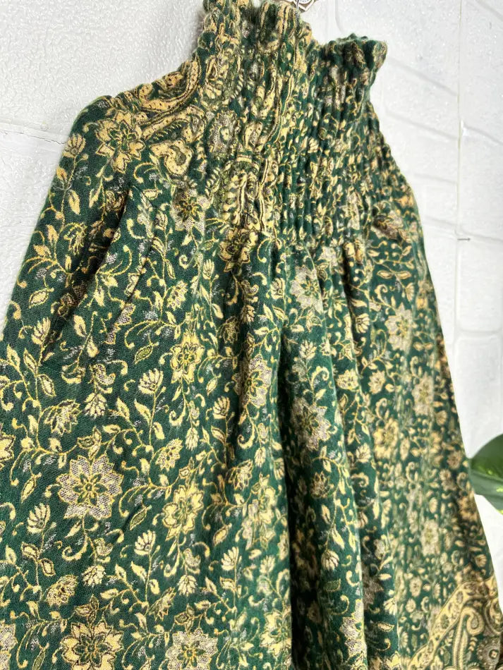 Unisex Yak Wool Blend Harem Pants in floral