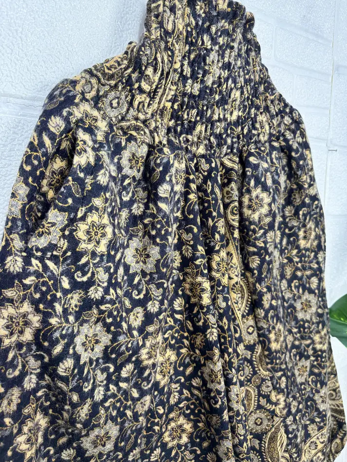 Unisex Winter House Pajama Luxury Yak Wool Blend Floral Afghani Elegant Warm Cozy Shawl Soft Comfy PJ