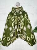 Unisex Yak Wool Blend Harem Pants in geometric