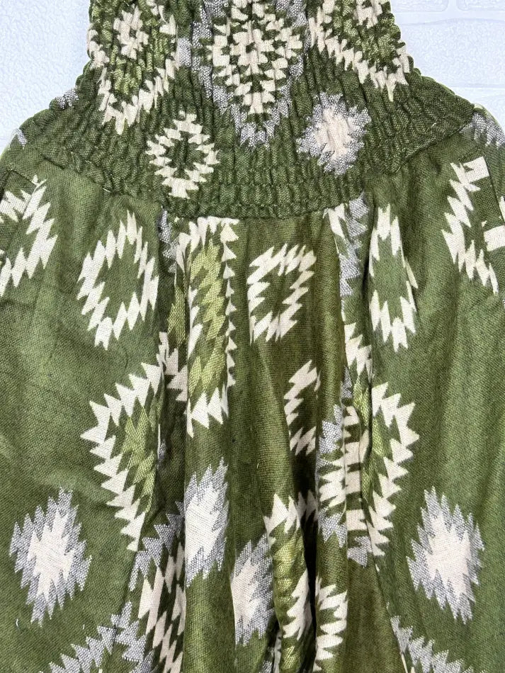 Unisex Yak Wool Blend Harem Pants in geometric