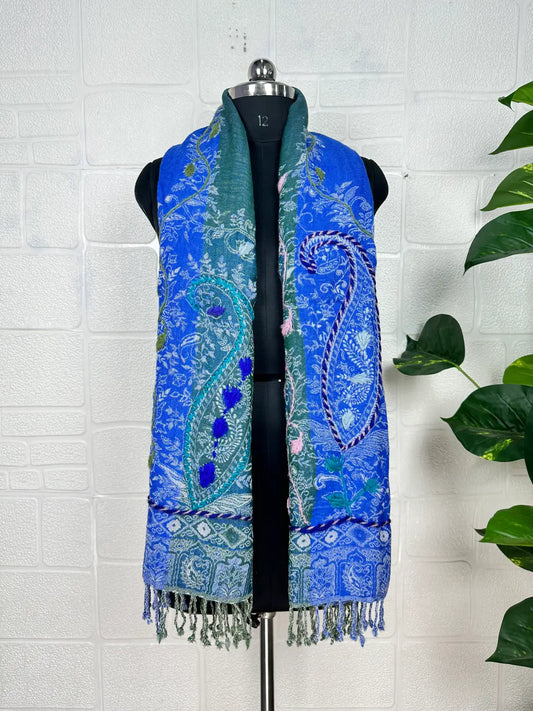 Hand Embroidered Suzani Shawl / Stole / Scarf Handwoven Warm Cozy Wrap Pure Wool Light Weight Soft Wrap Christmas Gift (Copy)