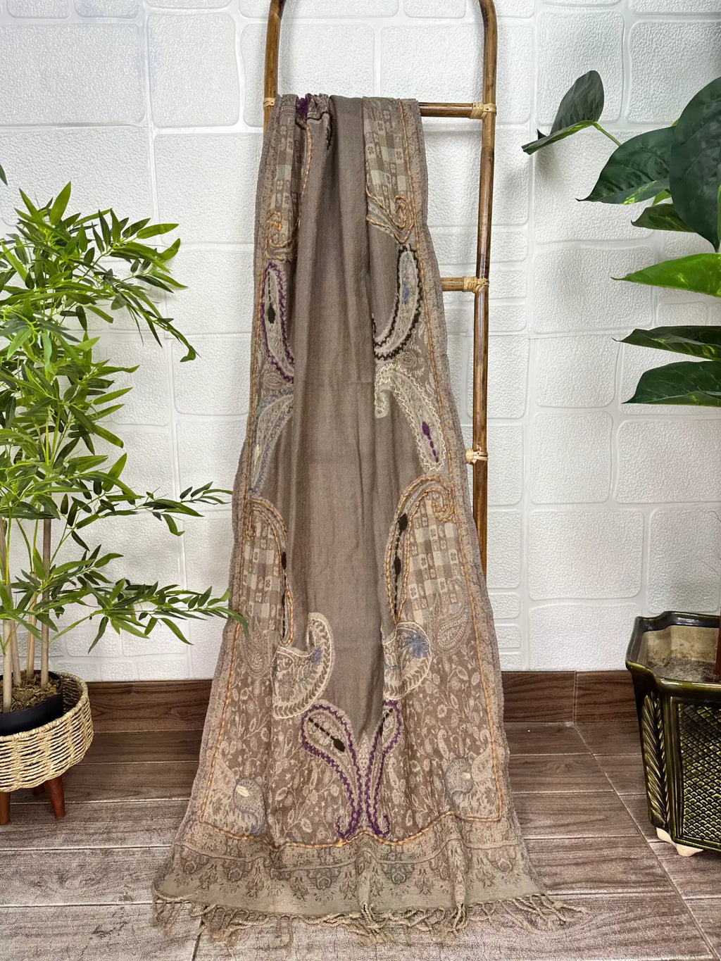 Suzani embroidered Wool Shawl