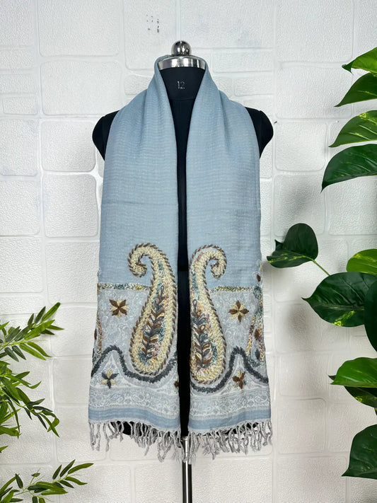 Hand Embroidered Suzani Shawl / Stole / Scarf Handwoven Warm Cozy Wrap Pure Wool Light Weight Soft Wrap Christmas Gift