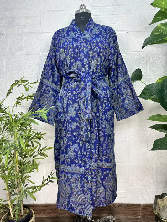 Unisex-Kimono/Robe aus Yakwollmischung mit geometrischen Rauten | Luxuriöser urbaner Blumendruck in Beige, Rot und Blaugrün | Warmes Hygge-Weihnachtsgeschenk für Sie und Ihn