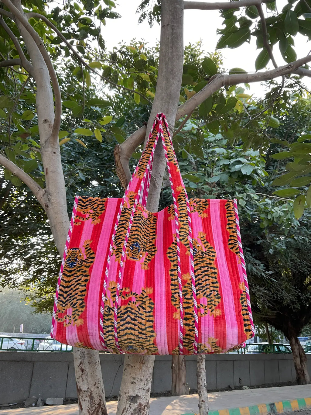 reversible Velvet & Cotton Tote Bag