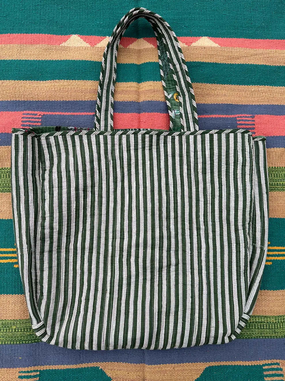 reversible Velvet & Cotton Tote Bag in ochre