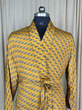 Men's Silky Kimono Robe in yellow floral
