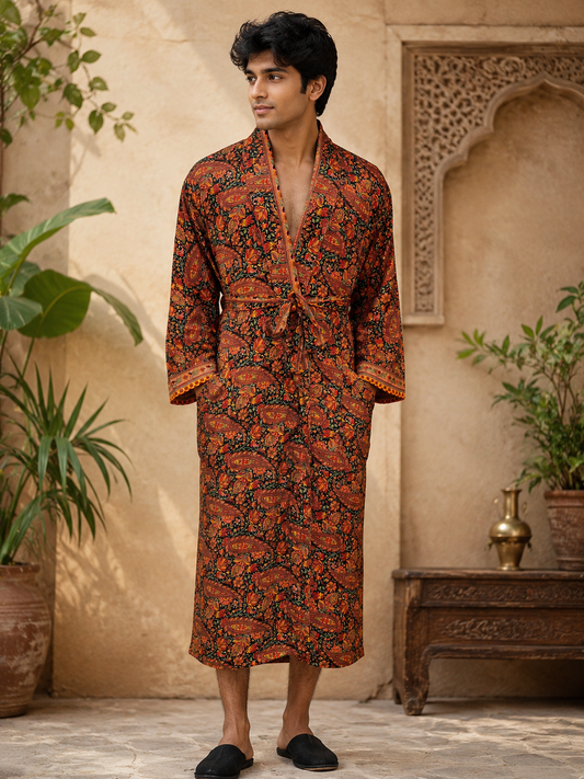 Silky Soft Mens Kimono Robe | Masculine Elegant Classic Sustainable Vintage House Robe gift, Timeless Comfy Lounge Beach Cover Up, Nightwear