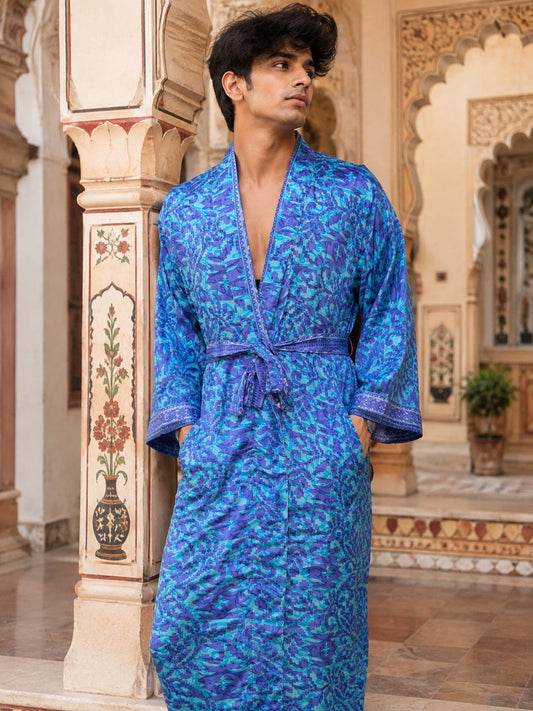 Silky Soft Mens Kimono Robe | Masculine Elegant Classic Sustainable Vintage House Robe gift, Timeless Comfy Lounge Beach Cover Up, Nightwear