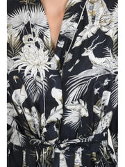 Boho Cotton Kimono House Robe Indian Handprinted Jungle Print Pattern | Lightweight Summer Luxury Beach Holidays Yacht Cover Up Stunning Dress