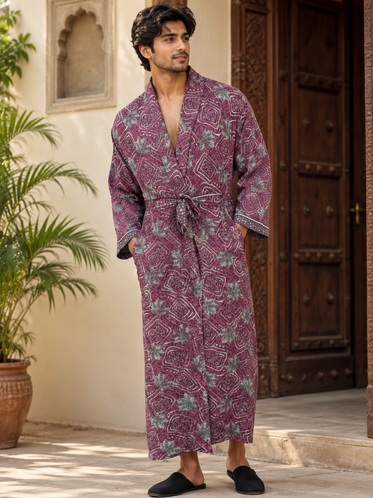 Silky Soft Mens Kimono Robe | Masculine Elegant Classic Sustainable Vintage House Robe gift, Timeless Comfy Lounge Beach Cover Up, Nightwear