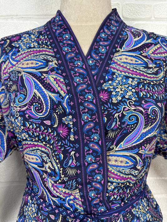 Silk Blend Kimono Robe: Floral Print Long Dressing Gown