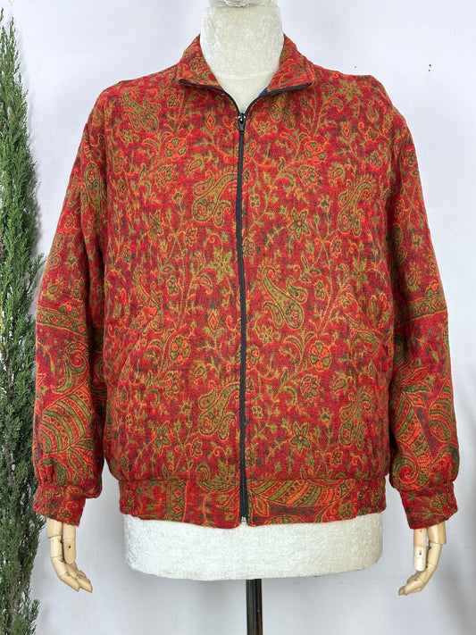Handmade Paisley Floral Jacket: Yak Wool Blend Boho Bolero