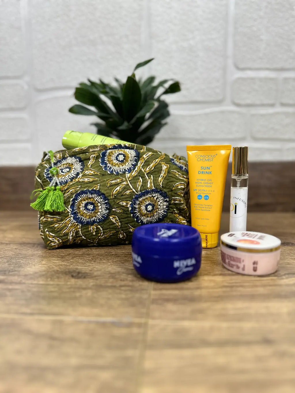 block-printed Toiletry & Makeup Bag