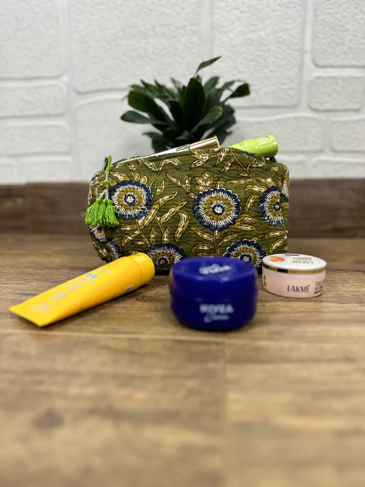 block-printed Toiletry & Makeup Bag